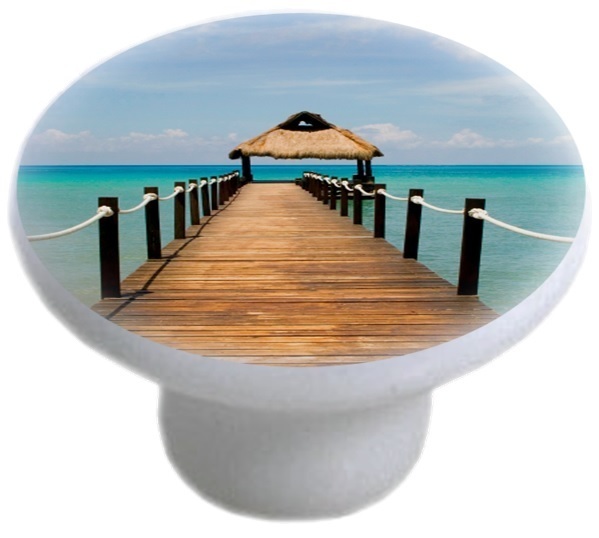 Beach Boardwalk CERAMIC Cabinet Drawer Pull Knob