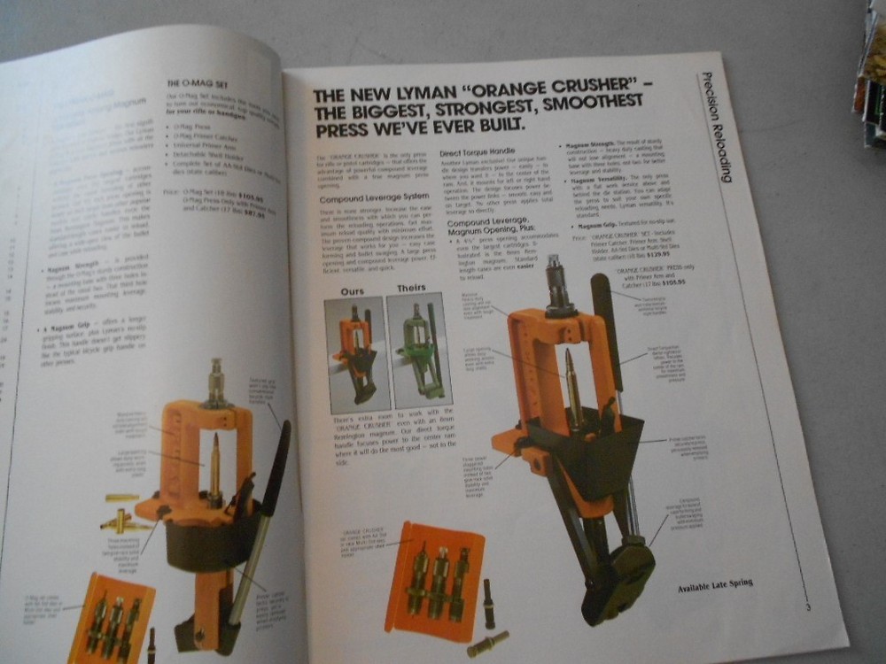 Lyman Reloading Catalog 1982 Metallic Sights Orang Crusher