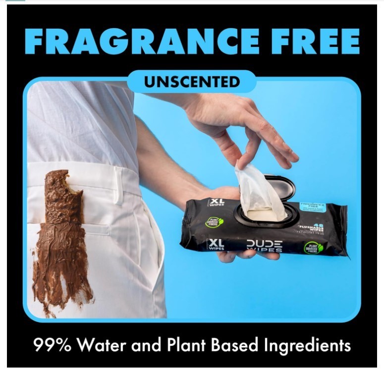 Flushable Wipes 48 Count Dispenser, Unscented with Vitamin-E & Aloe