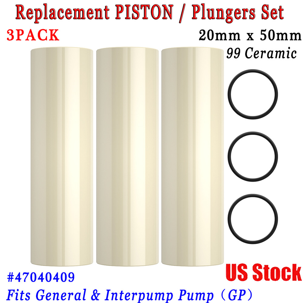 3×General Pump Replacement CERAMIC PISTON Plunger 20mm Fit Interpump GP 47040409