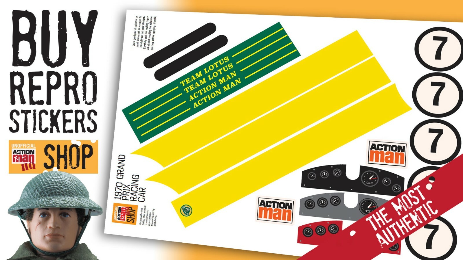 Action Man Grand Prix Racing Car Stickers