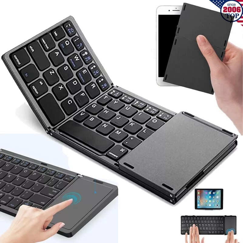 Mini Folding Wireless Bluetooth Keyboard With Touchpad for Laptop Tablet Phone