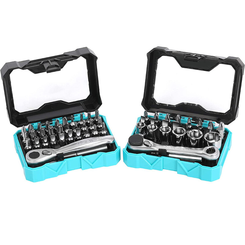 DURATECH 56PC 1/4" Ratchet Wrench Screwdriver Bit Set 60-72 Tooth Bit Socket Set