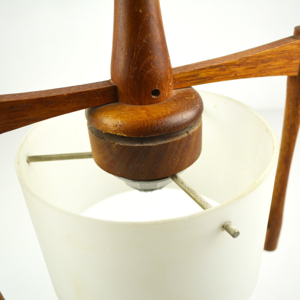 TEMDE Lights - Teak Ceiling Light - Vintage Ceiling Lamp Cable Pull Lampshade