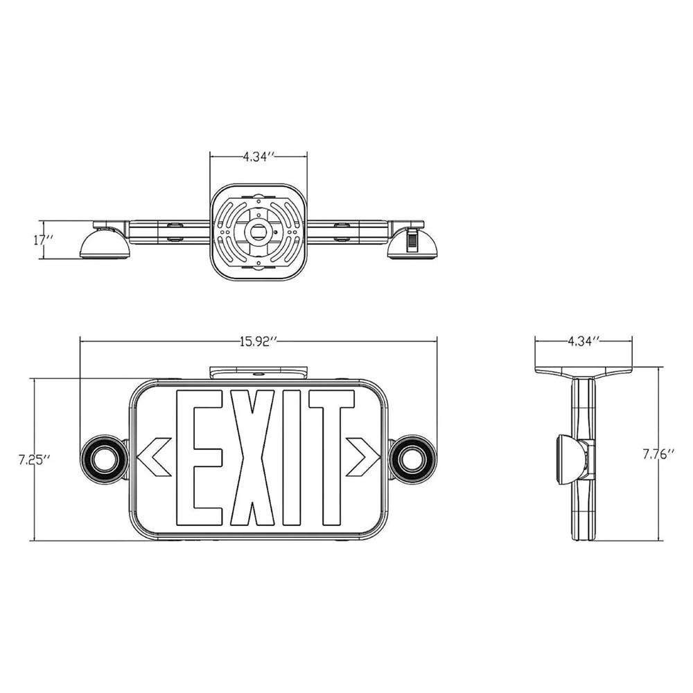 LIT-PaTH LED Combo Emergency EXIT Sign 2 Adjustable Head Lights Back Up Battery
