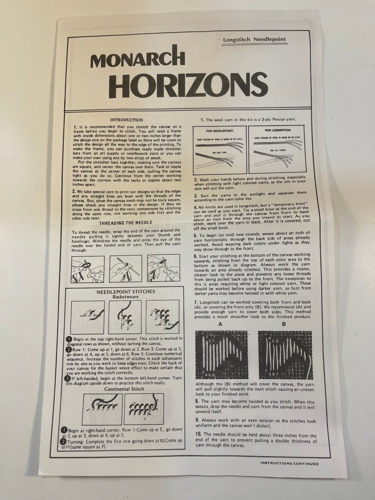 Monarch Horizons Needlepoint Kit #T1402 "Summer Bridge" - Started