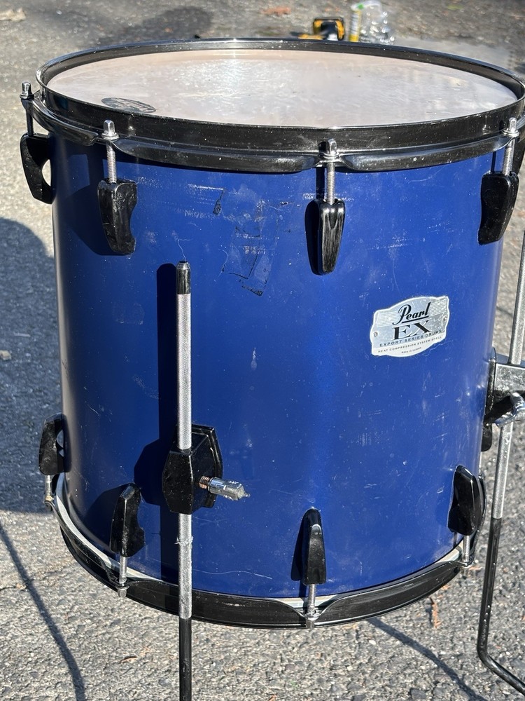 Pearl Export EX Floor Tom Drum with Black Hardware 14" Head Repainted Blue