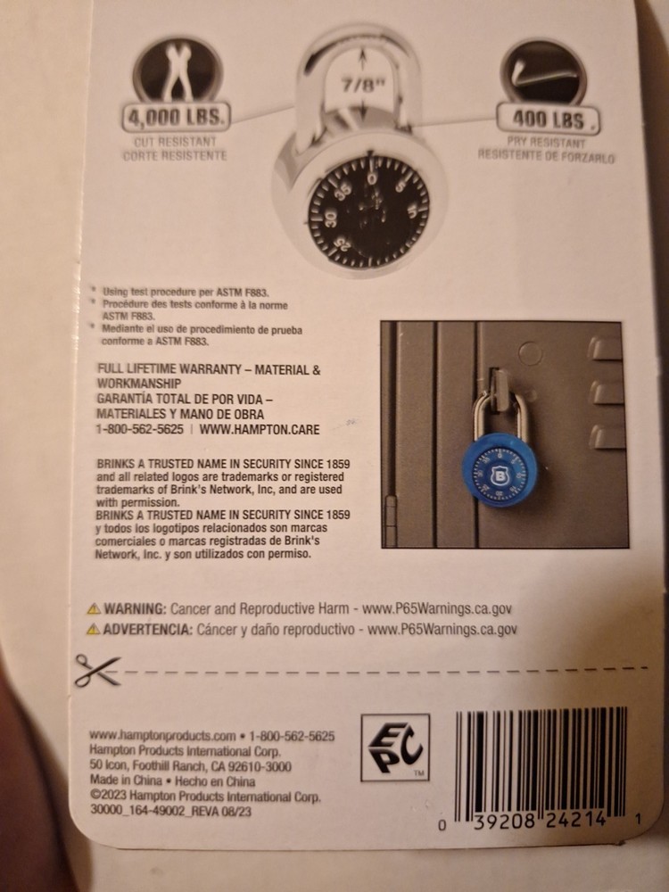 Brinks Standard Security Dial Combination Lock