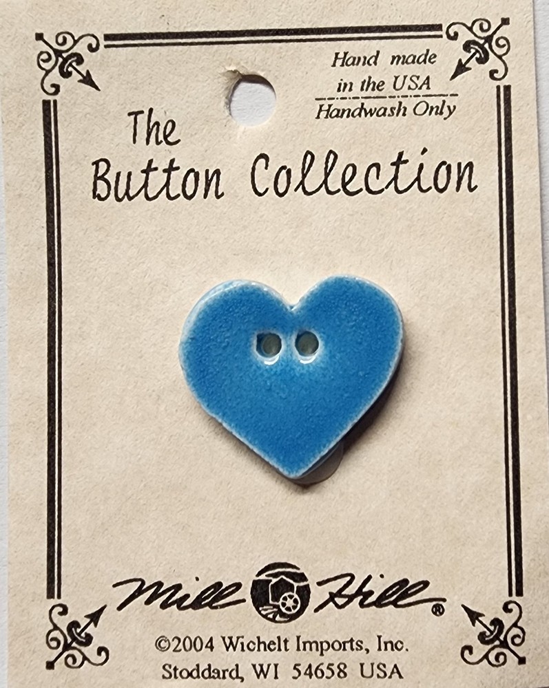 DIY Mill Hill Ceramic Button - Small Aqua Heart