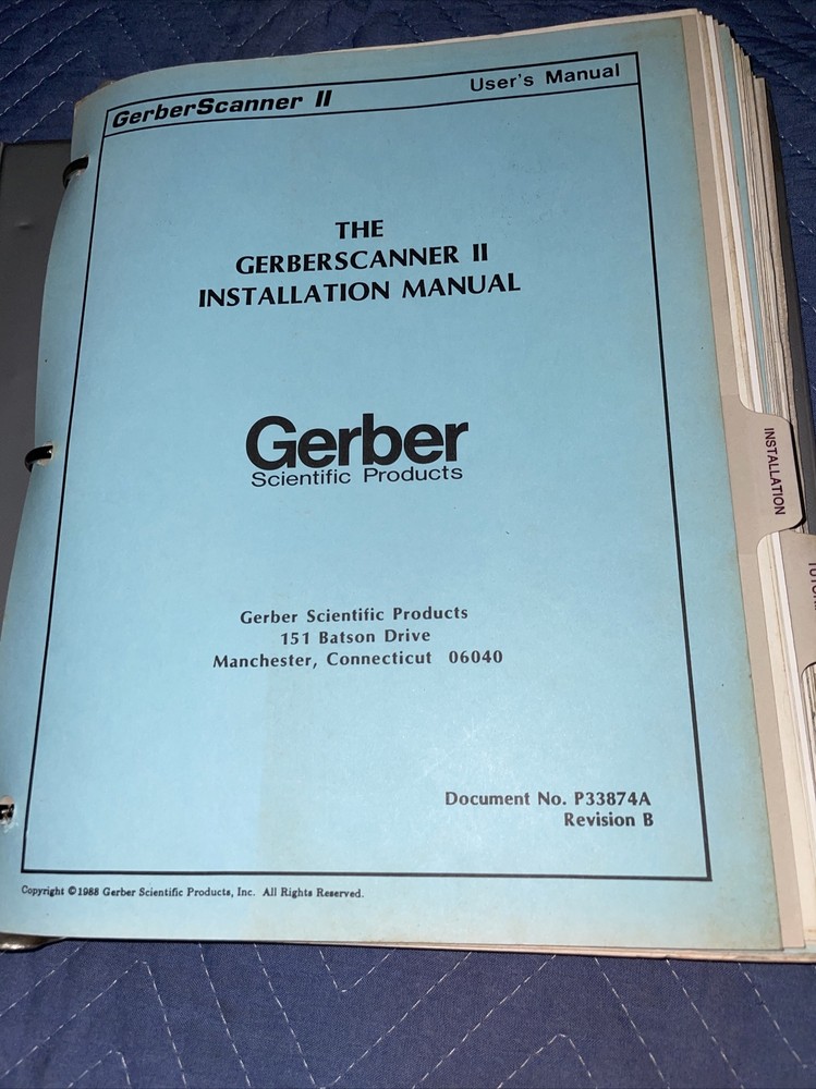 GSP GERBER SCIENTIFIC Gerber Scanner ll USER'S & Reference MANUAL 1988