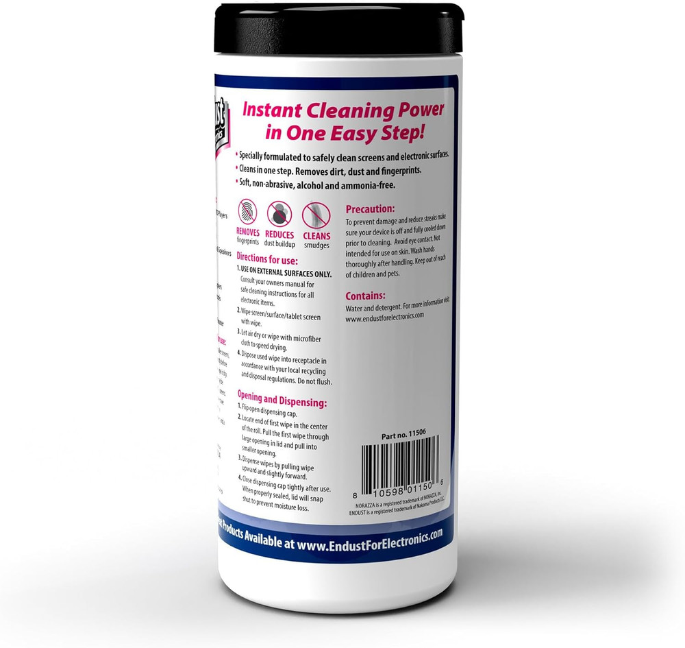Endust for Electronics; Screen & Surface Cleaning Wipes, Great LCD and Plasma Wi