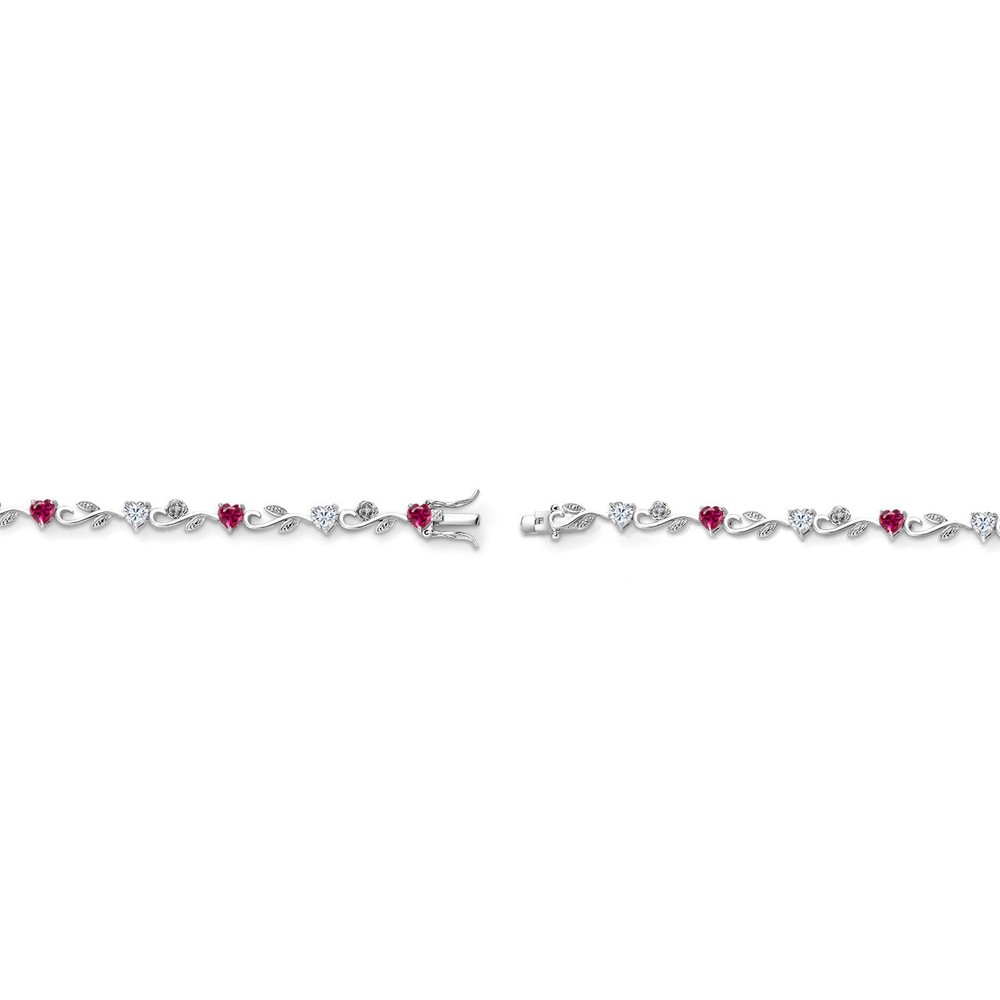 5.14 Cttw Heart Shape Created Ruby White Moissanite and White Lab Grown