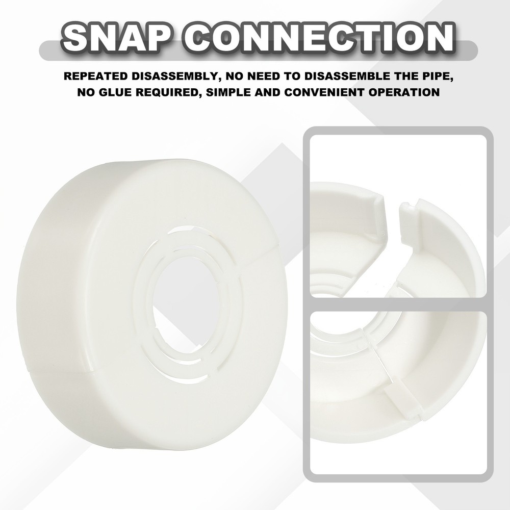 2pcs Wall Split Flange 0.79" Plastic Round Split Flange Pipe Cover, White