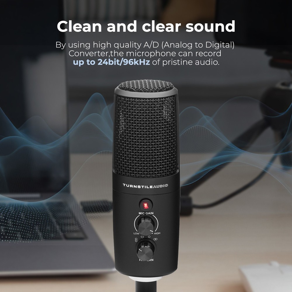 Turnstile Audio Platform Series TAP600 Multi-Pattern USB Microphone, PC, Mac, 4