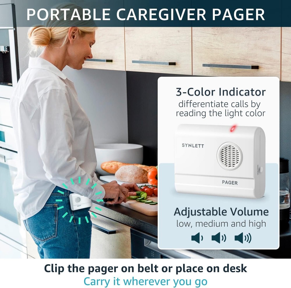 ✅ Caregiver Pager Wireless Call Buttons Motion Sensor Alarm System for Elderly ✅