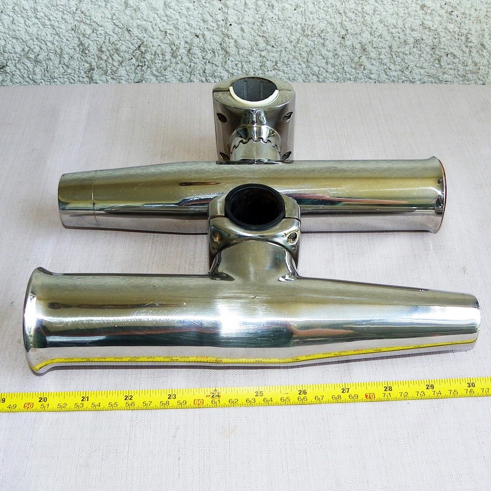 2(TWO)MID MOUNT ROD HOLDER STAINLESS STEEL ADJUSTABLE ONE SMITH