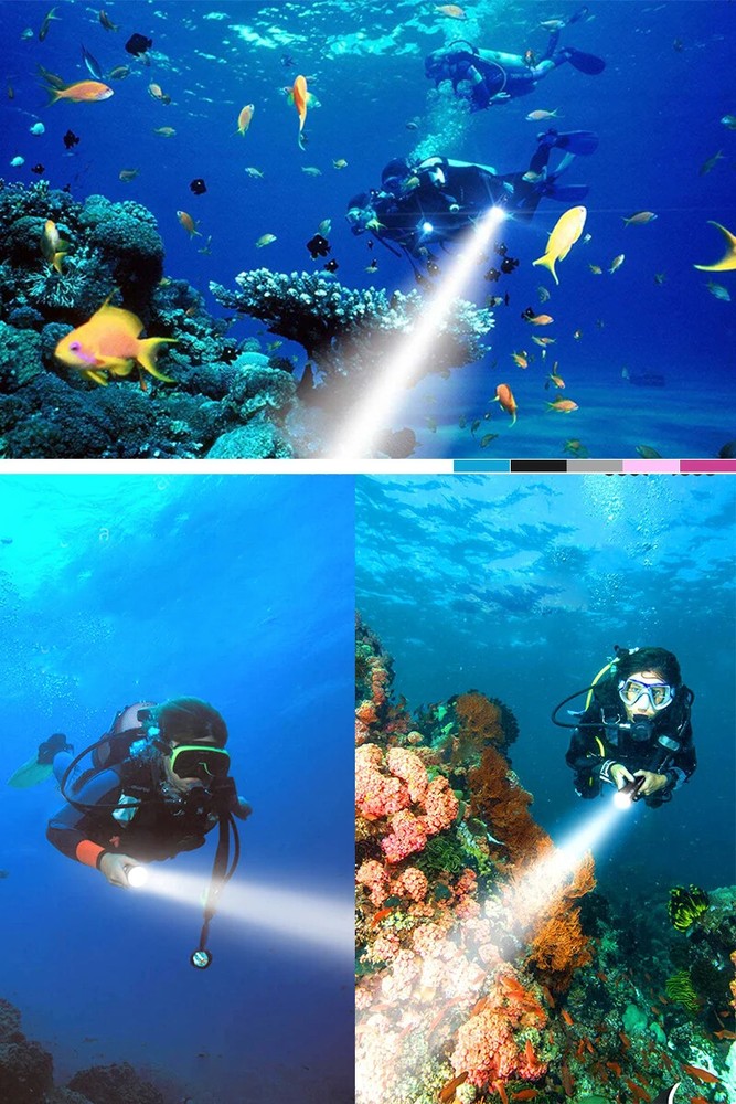 30000LM Scuba Diving Light Underwater LED Flashlight Dive Underwater Lighting US