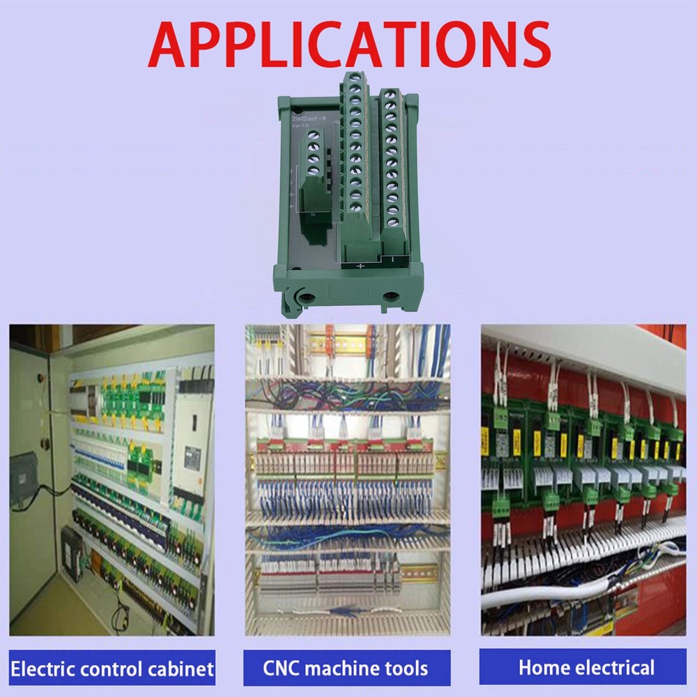 2in12 Out Terminal Blocks Module 25A DIN Rail Panel Power Distribution