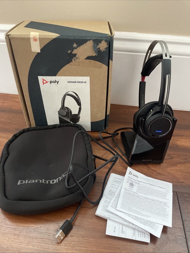 Poly Voyager Focus UC Wireless Headset for Computer w/Charge Stand