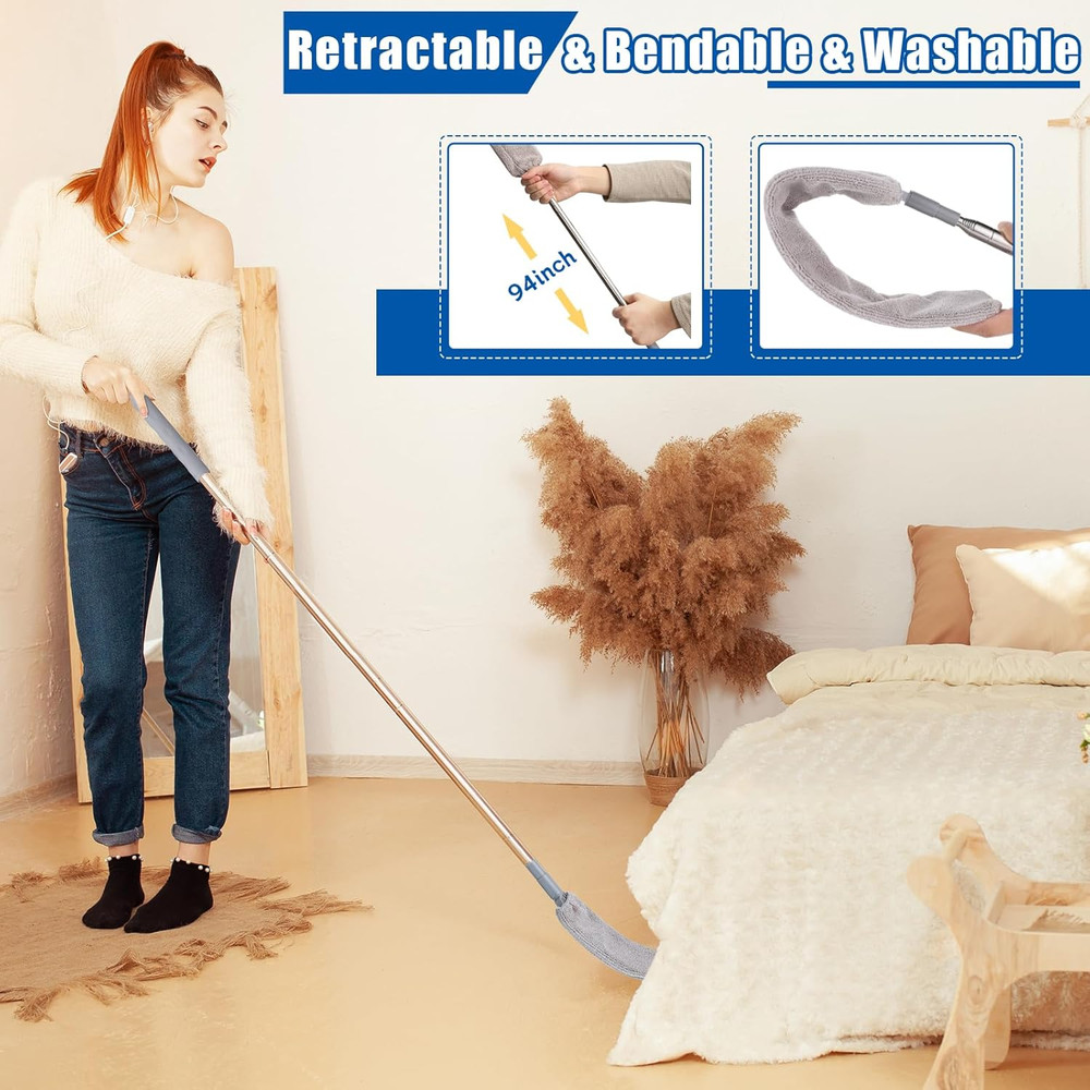 Feather Duster Set (4 Pieces) 30-100 Inch Microfiber Retractable Gap Duster for