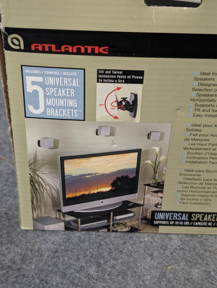 Speaker Mounting Brackets for Wall or Ceiling New Atlantic 5 Universal Black
