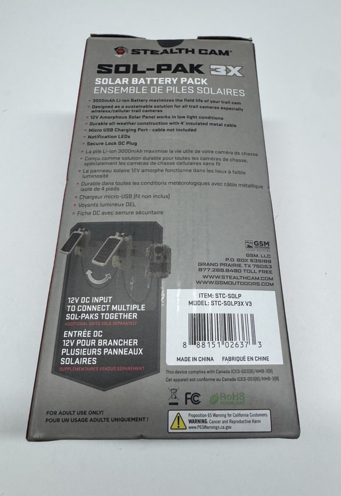 Stealth Cam STC-SOLP Solar Power Panel 3X