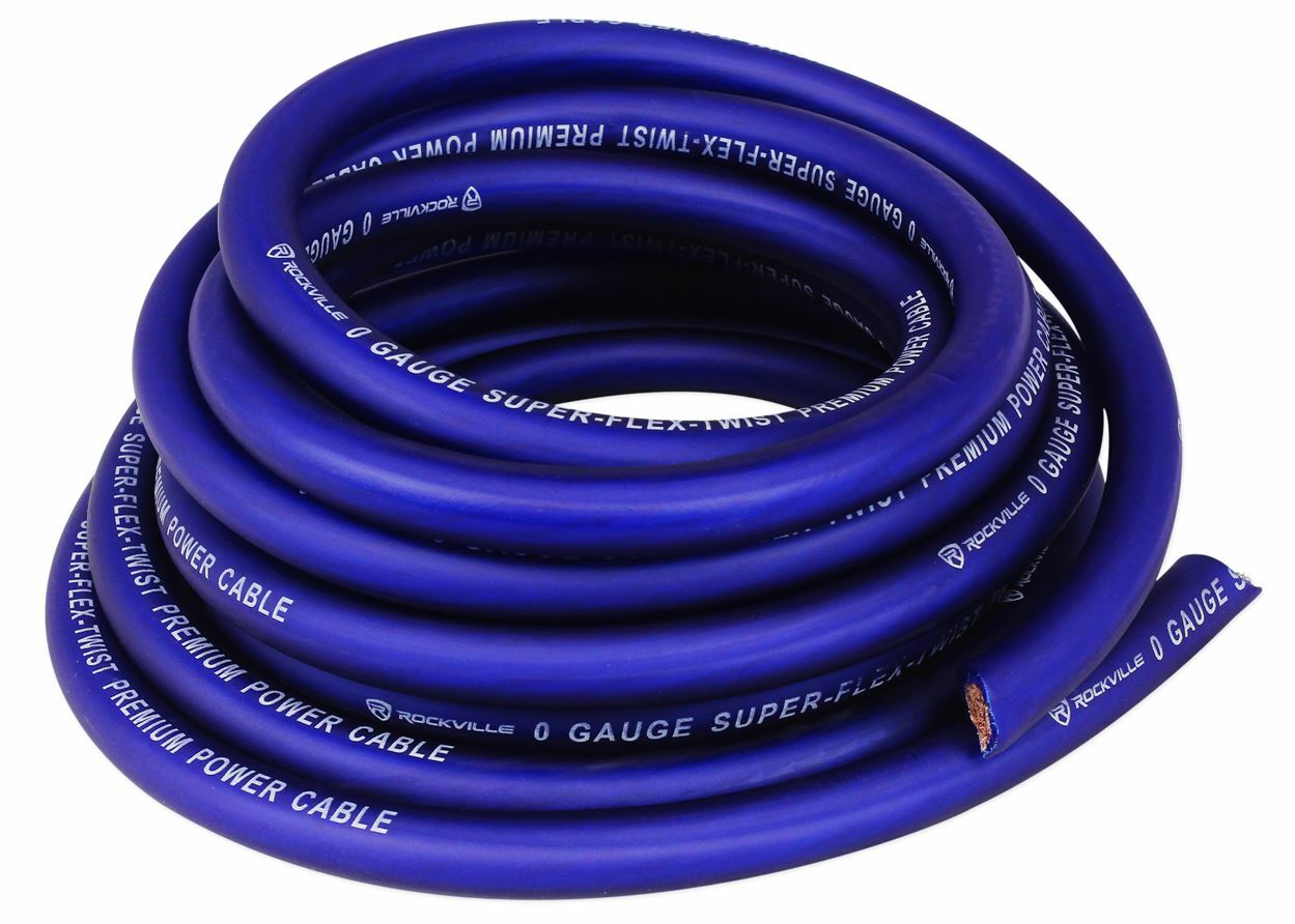 Rockville 50 Farad Hybrid LED Car Capacitor w/Dual Meters+0 Gauge Amp Wire Kit