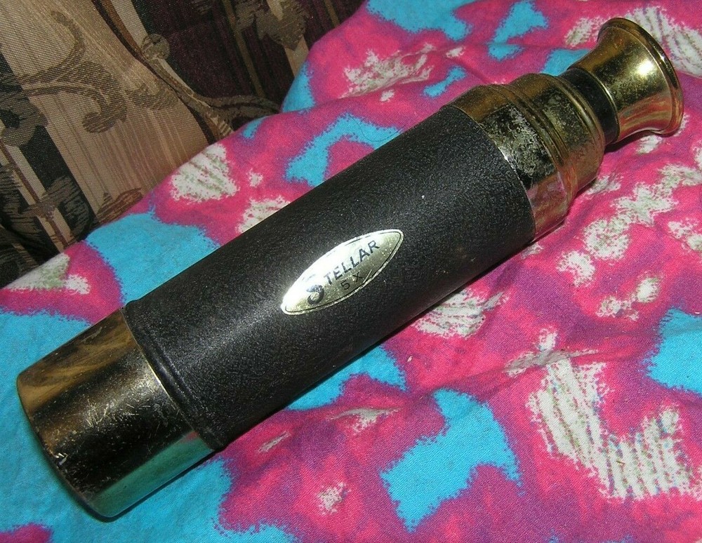 Old ~ Metal Two Toned Three Section Stellar 5X Hand Held Telescope