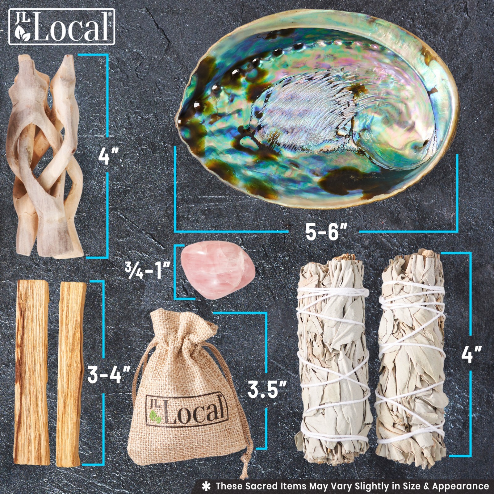 Sage Smudge Kit 2 White Sage Smudge Sticks, Palo Santo, Abalone | Smudging Kit