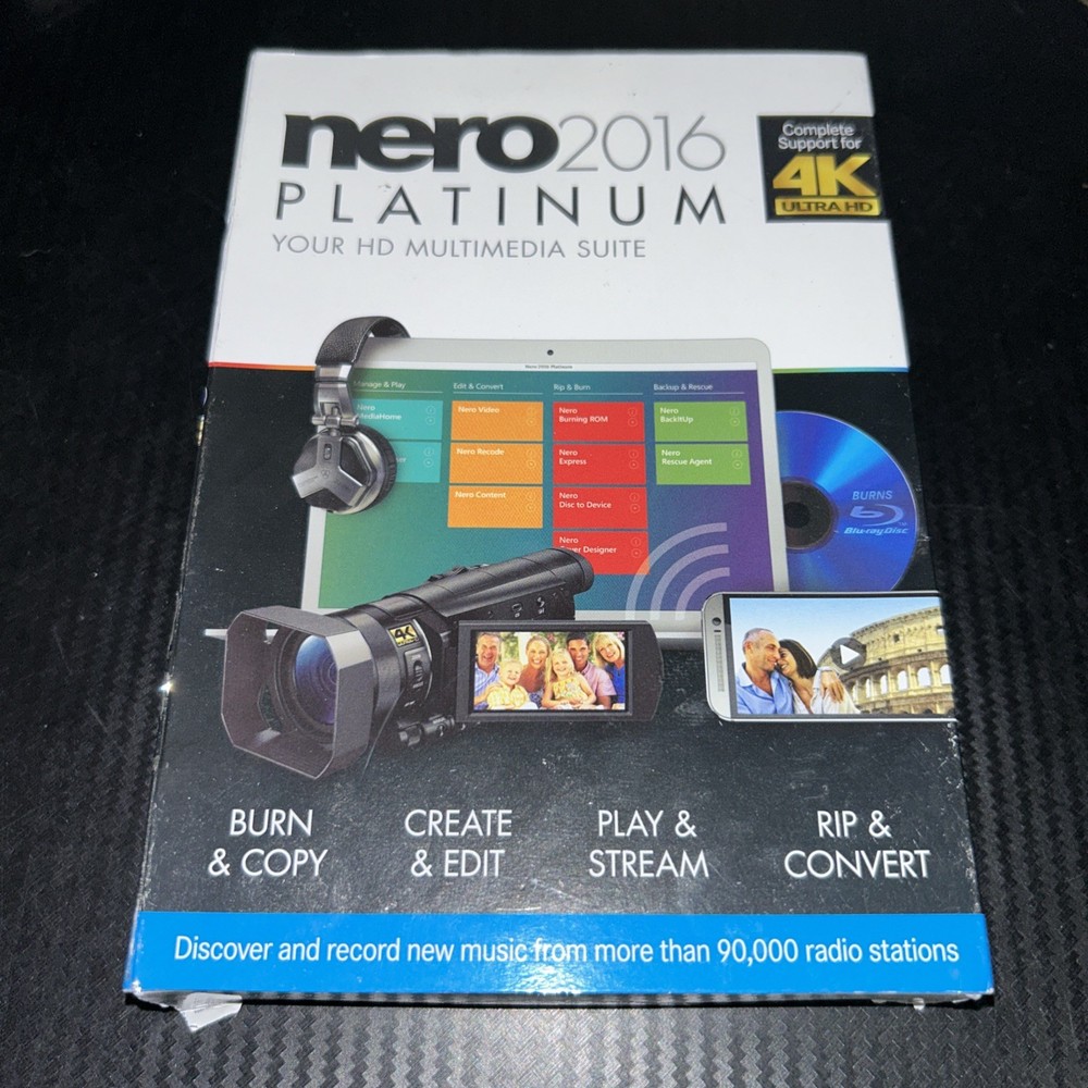 Nero 2016 Platinum HD Multimedia Suite Burn Copy Create Edit Play Convert SEALED