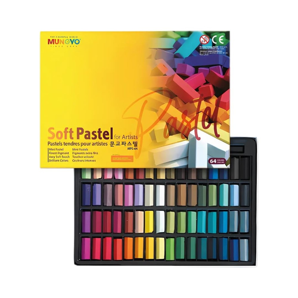 Mungyo Non Toxic Square Chalk, Soft Pastel, 64 Pack, Assorted Colors (B441R07...