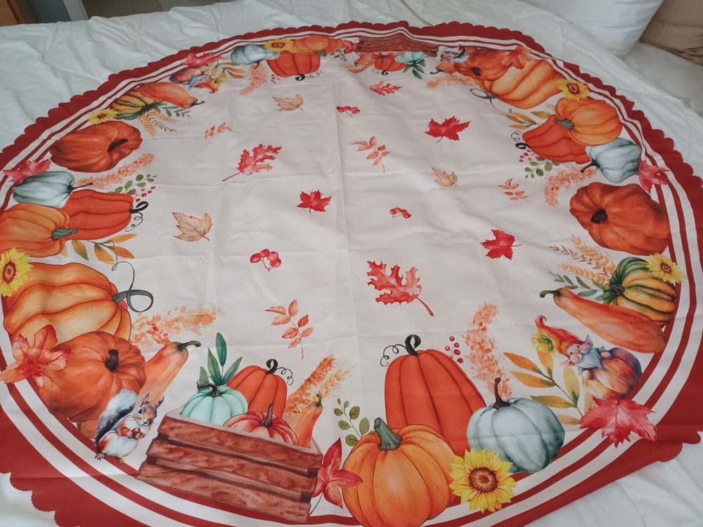 57-58" round pumpkin polyester tablecloth new
