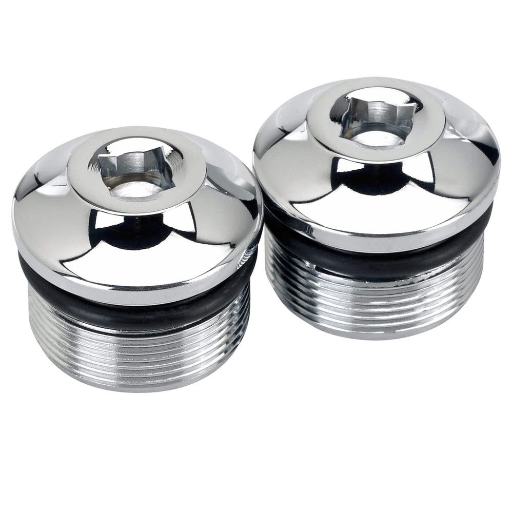 Lowbrow Customs Radius Fork Tube Caps - Chrome - 39mm Narrow Glide Front End