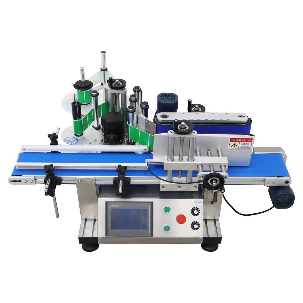 110V Automatic Conveyor Round Bottle Labeling Machine Label Applicator 4-10cm