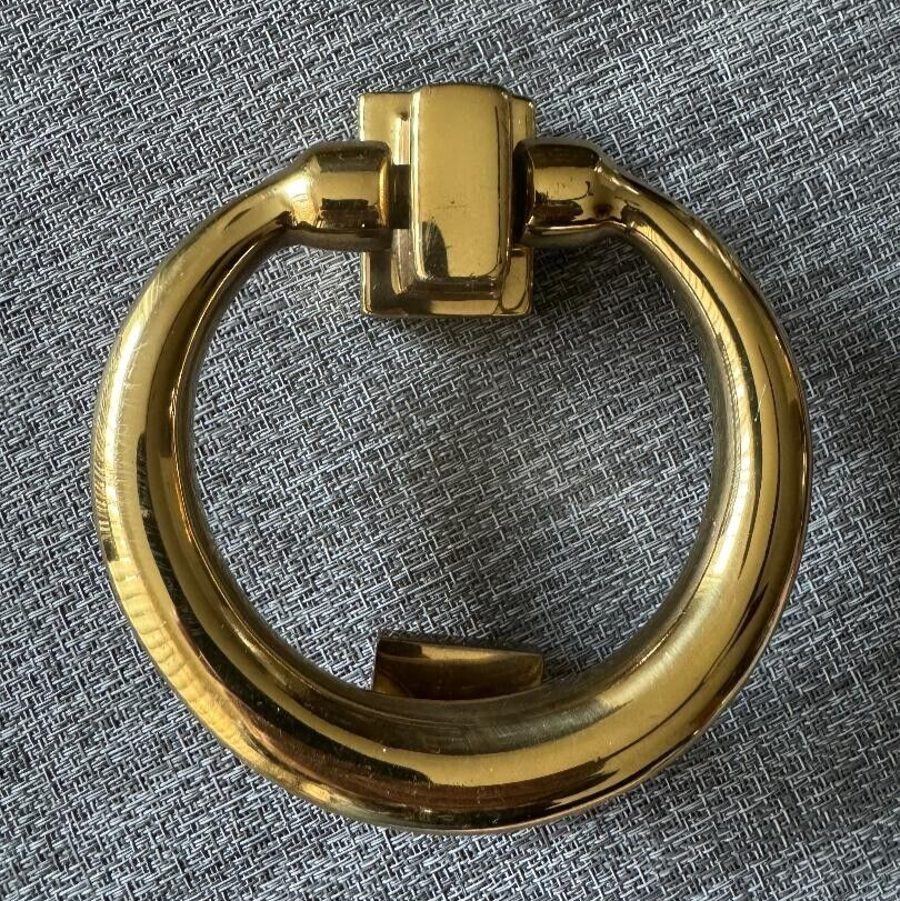 Heavy Solid Brass Door Knocker with Strike Plate, 4" Round