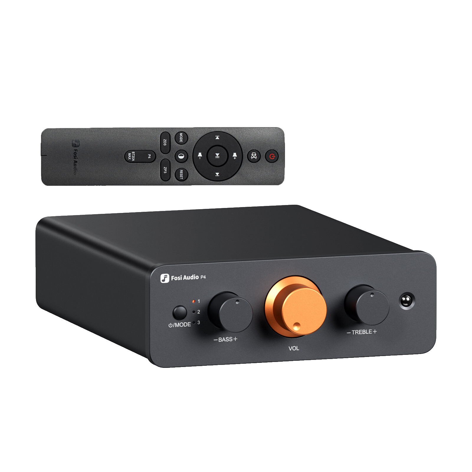 Fosi Audio P4 Mini Preamplifier 3 Inputs Gain Bass&Treble Control (Refurbished)