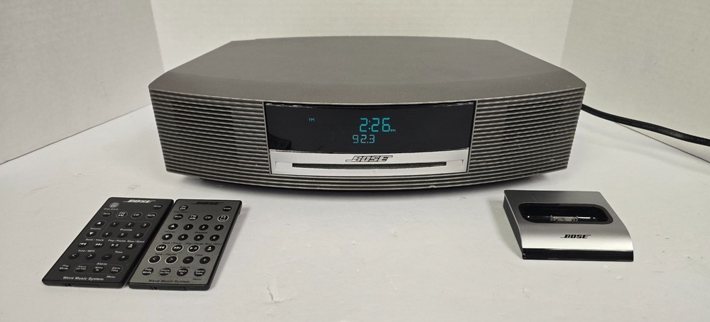 BOSE Wave Music System Silver Including 2 Remotes *Tested & Working*