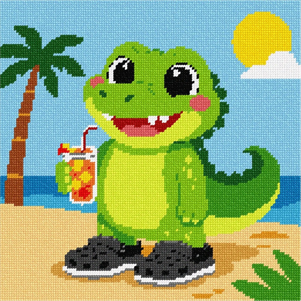 Croc In Crocs Needlepoint Kit or Canvas