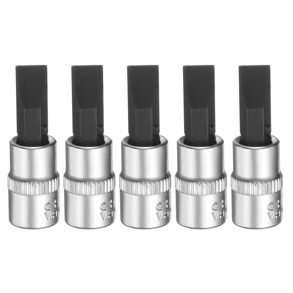 5pcs FD7 Slotted Bit Socket 1/4" Square Drive Extension Impact Bit, Black