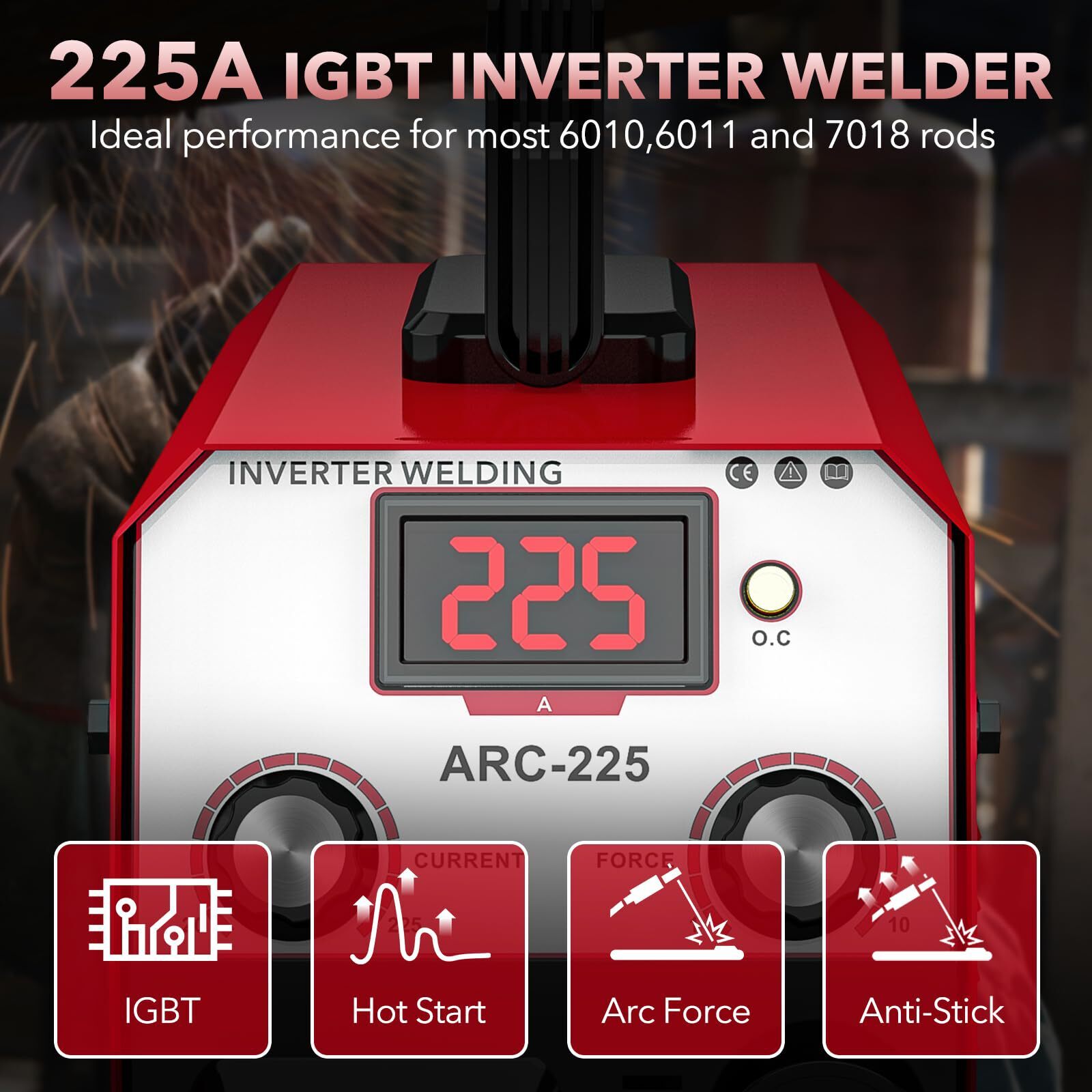 YesRight 225A Dual Voltage 110V/220V Portable Stick Welder