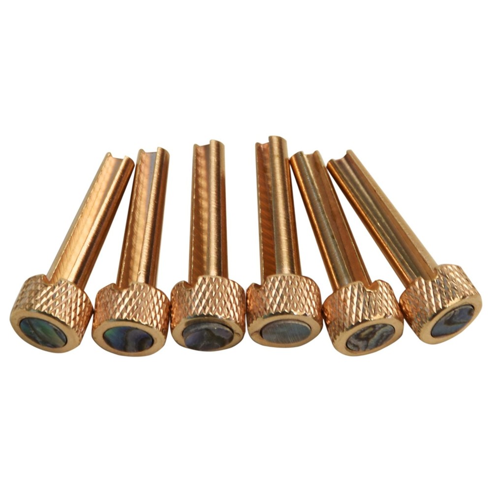 6pcs Guitar String Nails Solid Brass Bridge Pins Abalone Dot Inlay Acoustic