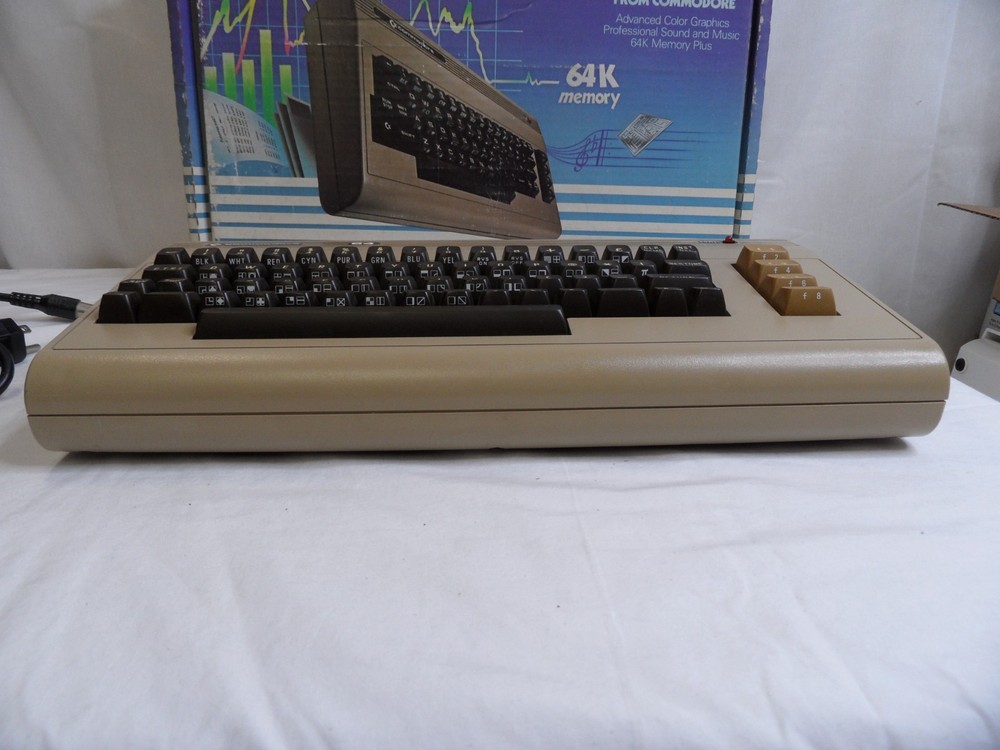 Commodore C64 Computer in Box Heat Sinks Power Supply Video cable- TESTED