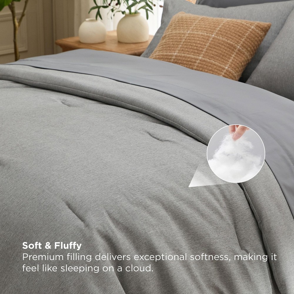 Bedsure King Size Comforter Set Dark King(with Sheet Set), 02 - Grey