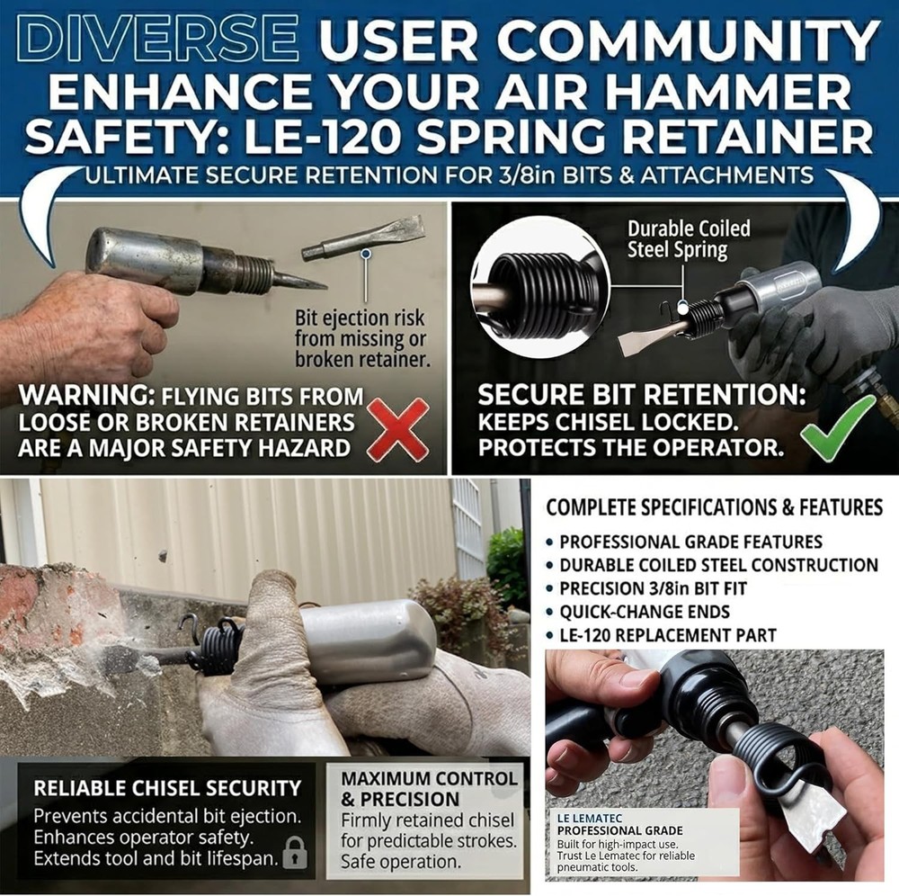 Retainer for Air Hammer Chisel Gun - Secure 3/8in Replacement Part for Attach...