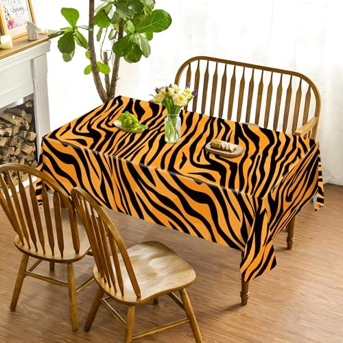 2 Pack Plastic Tablecloths, Tiger Stripes Disposable Table Covers, Style 5