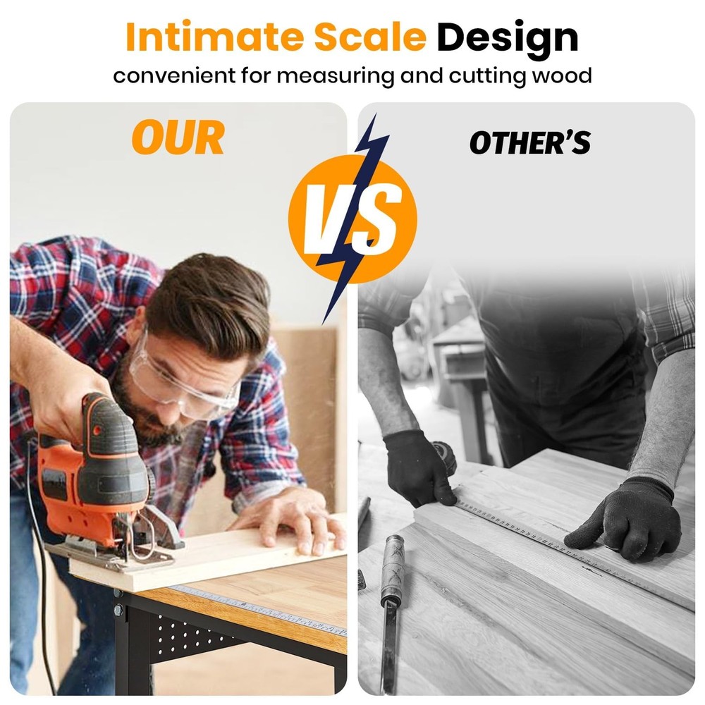 60" Adjustable Workbench 2000Lbs Work Bench Table with Casters & Power Outlets