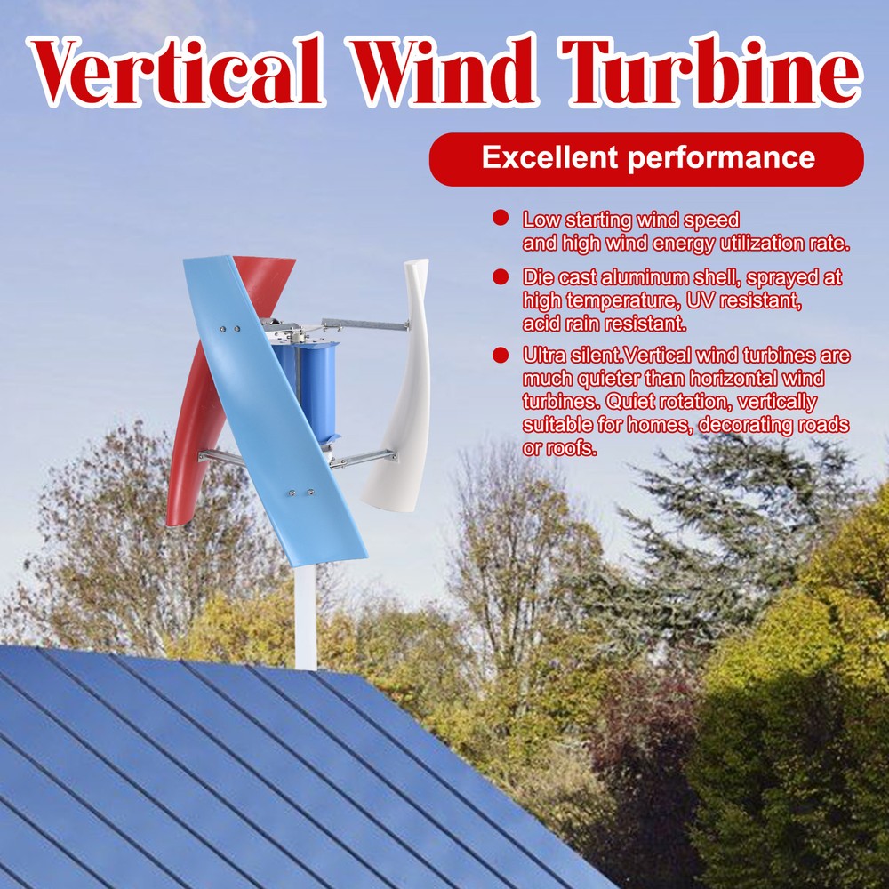 3000W Vertical Axis Wind Turbine Generator AC 12V Controller Home Windmill Kit-