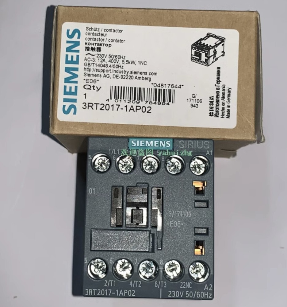 SIEMENS AC Contactor 3RT2017-1AP02