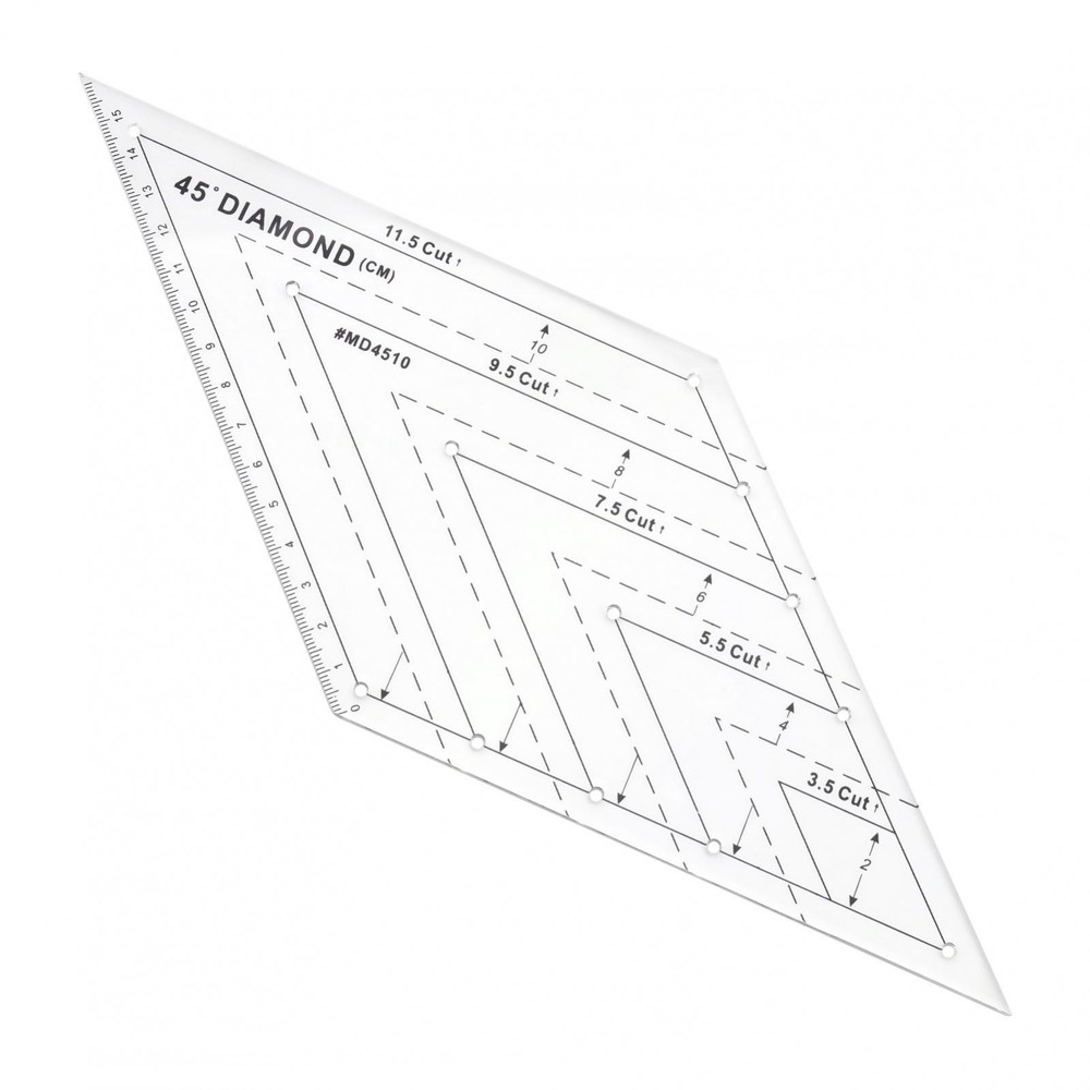 4Pcs Quilting Ruler, 60° Triangle & Diamond, 45° Diamond, Hexagon Shape Template