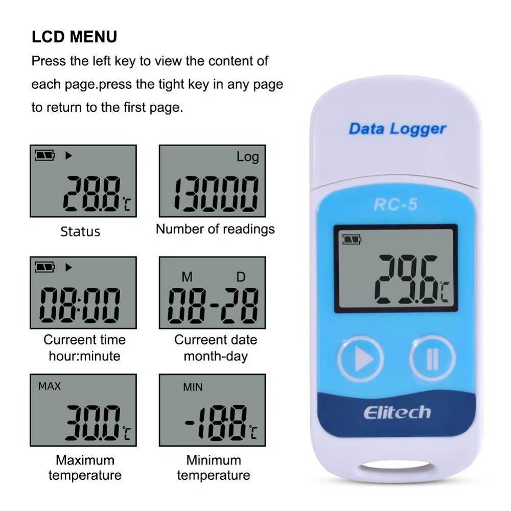 RC-5 High-precision Digital USB Temperature Data Logger for Warehouse Storage Re